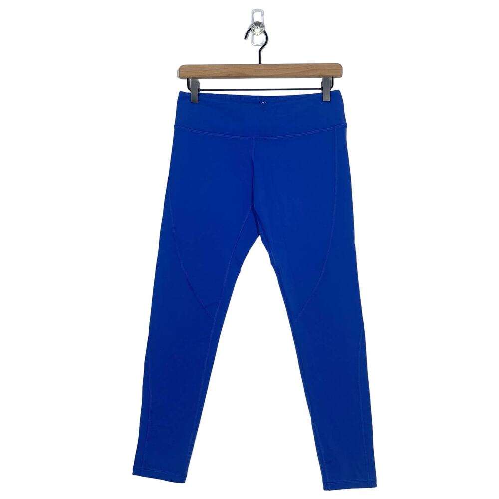 Ellie Cropped Leggings Womens SZ Large Blue Mid Rise Yoga Gym Workout Athleisure